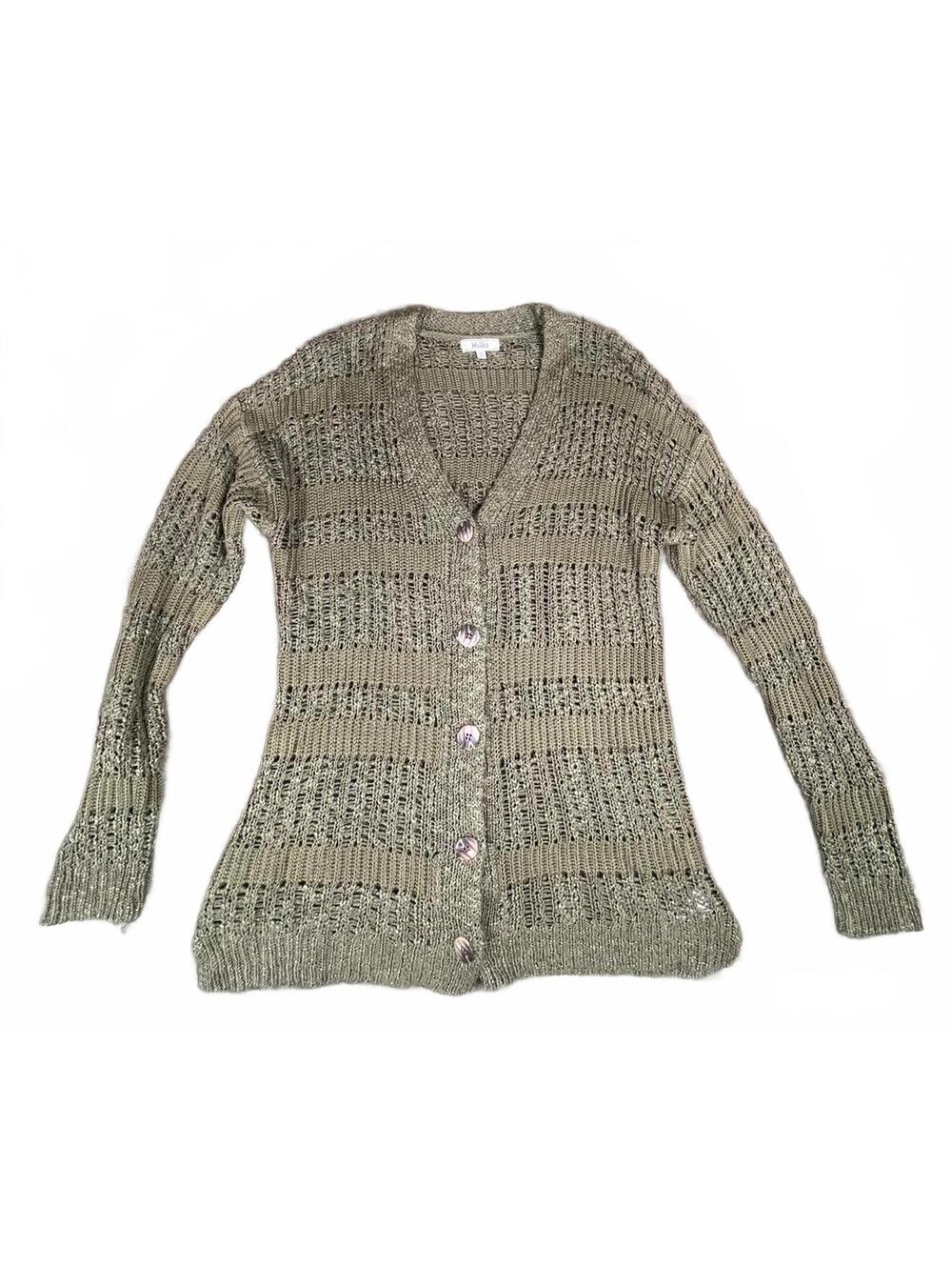 Mudd Olive Green Knit Button-Up Cardigan Sweater Large Y2K